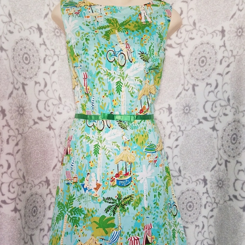 Sangria summer scene shift dress.